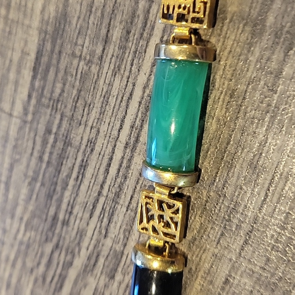 Jade Bracelet;Euc/Multi Colored Jade/ Genuine. Go… - image 3